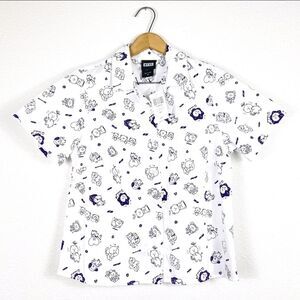 Line Friends BT21 Purple Foil Astrology Woven Girls Button Up, Size M